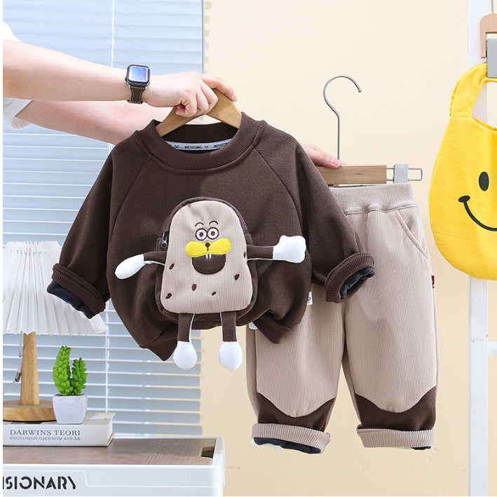 2-Piece Character Sweatshirt & Pants Set β Navy or Brown (1-5 Years)